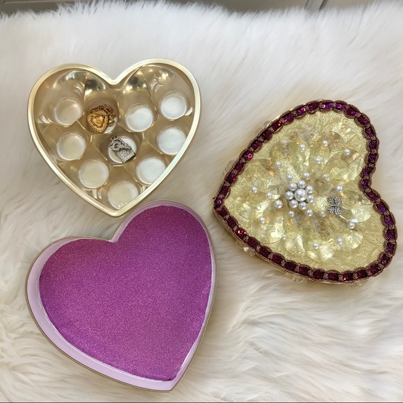 💝Crystal Heart Box Vintage Jewelry Valentine - Picture 11 of 15